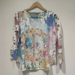 Made in Italy Colorful Peace Sign sweater.